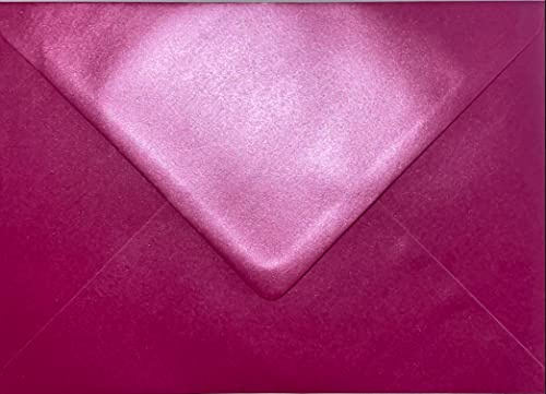 C5 färgade kuvert för A5-gratulationskort, julkort, bröllopsinbjudan, hantverk, 162 x 229 mm- förpackning med 12 kuvert (pärl fuchsia rosa)