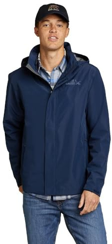 Eddie Bauer Men's Regular Fit Rainfoil Packable Jacket, Medium Indigo, Medium