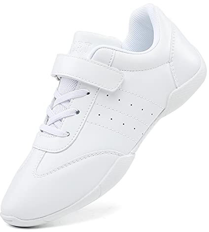 Girls White Cheerleading Dancing Shoes Kids Competition Athletic Training Tennis Cheer Sneakers Breathable Walking Sport Shoes White 32