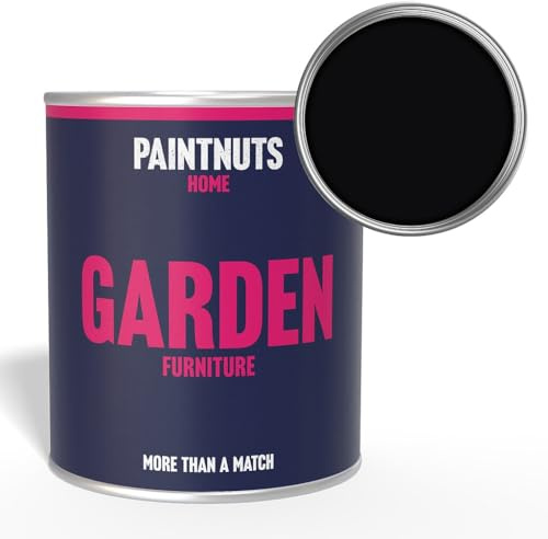 Paintnuts Garden Furniture Paint - RAL-9005 - JET BLACK Satin 1 Litre Tin