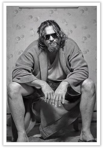 AWTJIS Poster du film amusant The Big Lebowski - Décoration murale vintage funky noir et blanc pour salle de bain et appartement - Décoration murale - 40 x 60 cm - Sans cadre