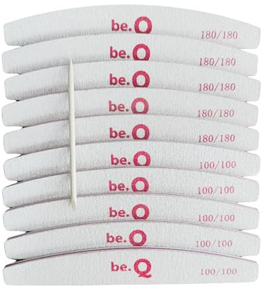 be.Q Lima per Unghie Doppia Faccia 100/180 e 100/100-10 Pezzi - Professionali per Manicure e Pedicure - Limatura Precisa per Unghie Naturali, Gel e Acrilico