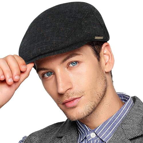 Wantonfy Gorras De Hombre Boina Plana Tweed Otoño e Invierno Gorra Gatsby Newsboy Estilo Retro Driving Cap Sombrero con Orejeras Ajustables
