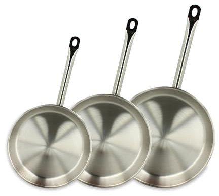 MENASTYL - Set de 3 poêles professionnel 24/28/30cm en acier inoxydable - 6014034