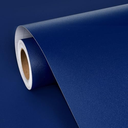 FunStick Dark Blue Wallpaper Peel and Stick Waterproof Royal Blue Contact Paper for Cabinets Countertops Kitchen Cabinet Contact Paper Vinyl Wrap Self Adhesive Wallpaper for Bathroom Walls 15.8x78.8