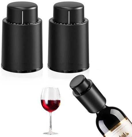 ChaneeHann 2 Piezas Tapón de Botella de Vino, Tapón de Champán al Vacío con Marcador de Fecha, Tapones de Champán al Vacío para Mantener Fresco Mejor Regalo para Los Amantes del Vino