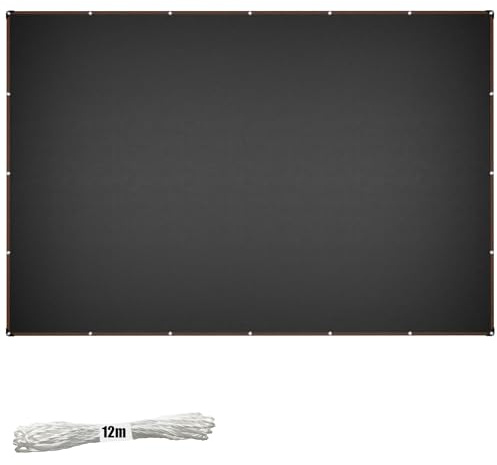 PEILU Trädgård solsegel 4 x 6 m rektangel segelduk med öljetter och 12 m fästlina, vindavvisande skuggnät av 150 g/m² HDPE-UV-skydd skuggdispenser för terrass, balkong, pool