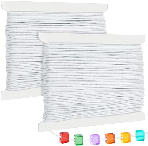 Caianwin 40 m/1 mm elastiskt för armband, elastiskt snöre, vit färg, smyckestråd, elastiskt nylonsnöre för pärlor, halsband och gör-det-själv smycken, hantverk