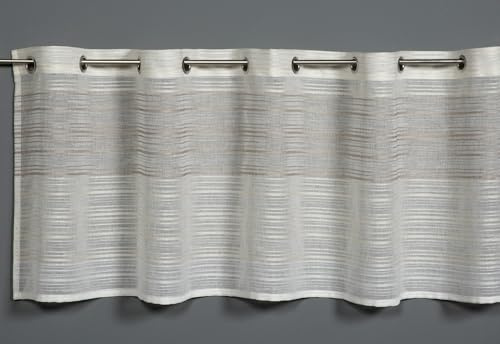 Sehlbach Tenda bistrot a righe intrecciate, Beige, 140 x 45 cm, Eleganza classica, Opaca, Traslucida, Facile da fissare