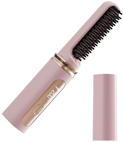 Aligneurs de cheveux pour femme, peigne lissant sans fil, outil de coiffage avec chauffage rapide et température réglable, dommages réduits aux cheveux