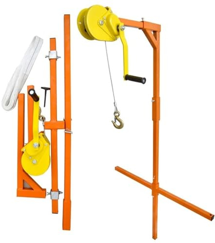 Attrezzo di Sollevamento per l'installazione di Aria condizionata Esterna, Gancio Pieghevole + argano Manuale autobloccante, con Fune da 49/66 Piedi (Colore: 330 libbre 49 Piedi)