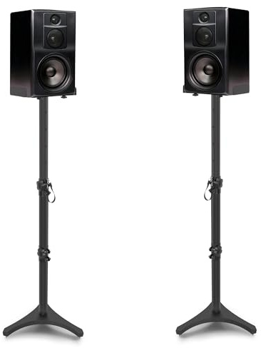 FREEAMG 1 par de soportes para altavoces de suelo de altura ajustable de 780 a 1040 mm, triángulo de metal para altavoces de 5 kg de capacidad, soportes para monitor de estudio para altavoces satélite