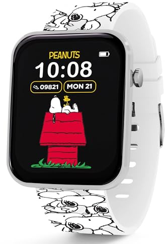 Accutime Peanuts Snoopy Kids White Printed Strap Interactive Smart Watch