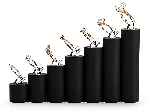 Oirlv Acrílico Negro Mate Exhibición De Anillas, Soportes para Anillas,Soportes para Joyas (7pcs/Lot)