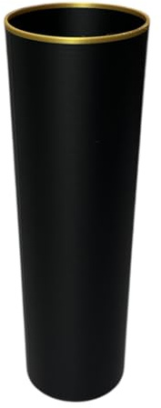 Eberin GRABWELT Vase funéraire, en plastique, noir, 22 cm, résistant aux intempéries et facile d'entretien, pour vase de cimetière, avec ou sans bord surligné, bord doré