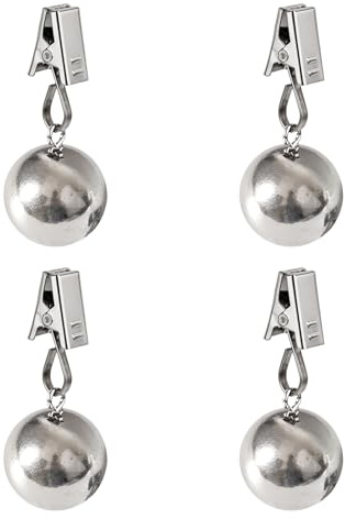 Set di 4 pesi stabili per tovaglia con sfere e clip in acciaio inox, per esterni, giardino, balcone, picnic, tenuta antivento per tovaglie, tende e bandiere, 67 g