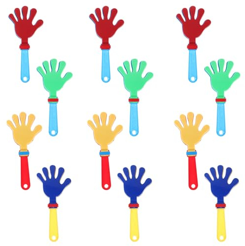 WEKAMOS Matracas de Mano de Plástico, 12 Piezas sin Luz ni Sonrisa, Colores Aleatorios, Juguetes para Fiestas Infantiles y Regalos, Aplausos de Mano Divertidos y Color Color Aleatorio
