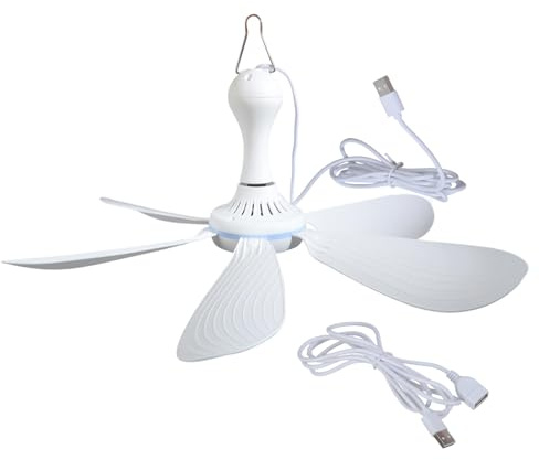 APGLSXY Bärbar utomhushängande fläkt 5 V USB-kraft 16,7 tum storlek 10,7 fot utökad sladd campingtillbehör camping tält fläkt