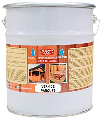ZAMBOTTO VERNICI Vernice per parquet all'acqua TRASPARENTE (LINEA 50) da 2,5 a 10 litri (10L, Satinato 30 gloss)