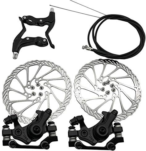 QOTSTEOS Bicycle Mechanical Disc Brake Set, 2pcs Bike Disc Brake Front Rear Disc, Universal Clamps Bicycle Parts Calipers Disk Brake Kit for Mountain Road Bike, Riding Bicycle(Black)(Black)
