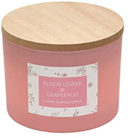Sleepdown Botanical Wooden Lidded 2 Wick Candle Jar - Elderflower & Grapefruit - 325g