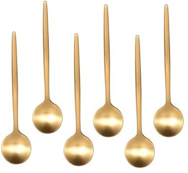 IMEEA Espresso Spoons SUS304 Stainless Steel Gold Coffee Spoons for Dessert, Coffee, Appetizers, 5.1-Inch, Set of 6 (Gold)