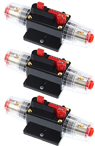 A ABSOPRO Voiture Réinitialiser Disjoncteur Fusible Support 20A DC 12-48V (Paquet de 3)
