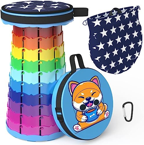 LOCYOP Tragbarer Klapphocker mit Kissen, Campinghocker für Erwachsene, Teleskop-Hocker, zusammenklappbar, für Angeln, BBQ innen,Traglast 200 kg (Sonnenblume)