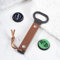 Hand Forged Beer Bottle Opener, Handmade Wrought Iron Metal Bottle Opener, Antique Finish Leather Handle Opener, Unique Beer Gifts for Men Him Dad Husband Boyfriend. (Dark)