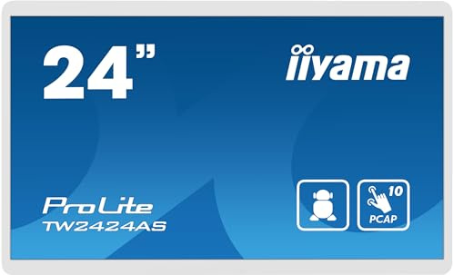 iiyama - Monitor LED Prolite TW2424AS-W1 60.5cm 23.8 IPS Full HD 10 Puntos Multitouch Capacitiva HDMI USB2.0 USB3.2 USB-C out RJ45 Android OS Bluetooth Recubrimiento Antireflejos 3H 24/7