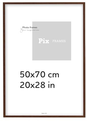 Pix FRAMES Marcos de Fotos - 50x70 cm - Marco Fotos de Madera - Marcos de Fotos - Elegante Marco para Colgar y Póster - Marco Moderno para Retratos - Marrón