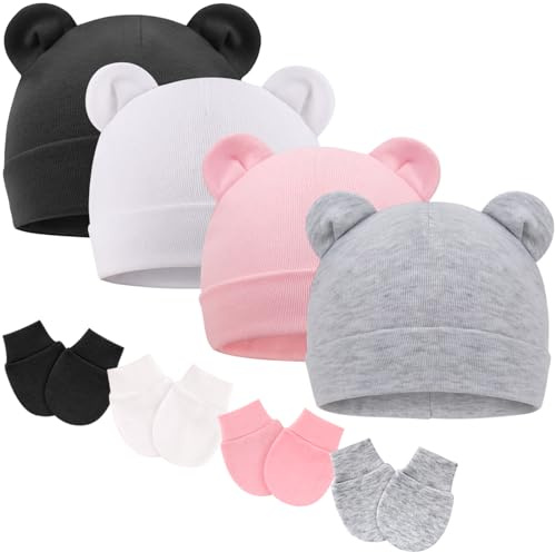 DRESHOW Bebé Gorro y Guantes para Bebé Recién Nacido Bebé Beanie Sombrero para Bebés Niños Gorros