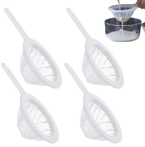 Sieb Fein, 4 Stück Feines Sieb Mit Griff Ultrafeines Trichterfilte 100/200/300/400 Mesh Haarsieb Haushaltssieb Handsieb Küchensieb für Saft Kaffee Suppe Küche Netzsieb (22×14.5cm)