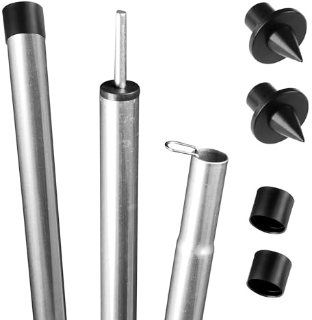 Barre de tente en acier - Avec pointe - Barre télescopique 140-200 ou 170-260 cm - Barre de support Ø 22/19 mm ou Ø19/16 mm - Voile d'ombrage