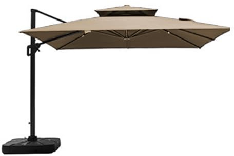 INIFLM 3X3M Covers Cantilever Umbrella Replacement Canopy, Outdoor Market Patio Table Strong Cover, Umbrella Canopy Replacement for Backyard Garden Courtyard(Khaki)