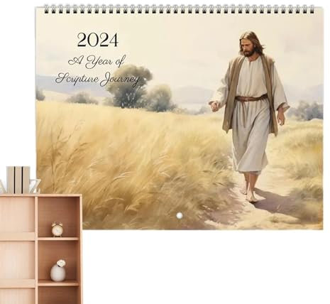 Calendario de pared de Jesucristo 2024,Calendario de Jesucristo 2024, Calendario de carteles de Jesús 2024, 11,4 x 8,3 pulgadas Fe cristiana temática de Jesús, calendario de 12 meses para Navidad