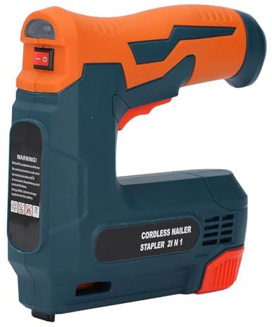 Chiodatrice Brad Cordless, Pistola Chiodatrice/Graffatrice 2 in 1 per Tappezzeria, Carpenteria, Capacità Caricatore Chiodi 100 Pezzi, Batteria 2000mAh, Pistola Chiodatrice