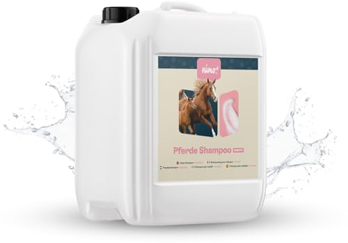 nimo® Champú sensible para caballos, sin fragancias y pH neutro con colágeno, para todas las razas de caballos y caballos sensibles, alérgicos, para un mejor peinado y pelo brillante, 100% libre de