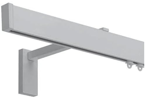 TENDE ARREDO TESSILE - Binario Tenda a Parete Scorrevole (170 cm) Zineffa per Tenda, Binario a Onda Decorativo in Alluminio con Tappi Terminali e Occhielli in PVC per Tende su Misura (Grigio)