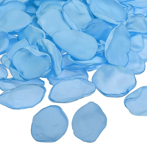 PATIKIL Pétalos de Rosa, 400Pcs Pétalos de Flores Seda Artificiales Pétalos de Rosa Falsos para Esparcir por Boda, Fiestas, Pedidas, Decoración de Mesa de Ducha Nupcial, Azul Cielo