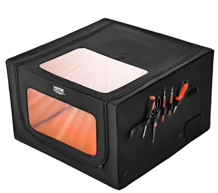 VEVOR Boîtier Protection de Graveur Laser, 800x800x500 mm, Double Fenêtre Visualisation, Ignifuge, Fumée Bruit Isolés, Protection Yeux, Ventilateur d'Extraction et Tuyau, pour Machine à Graver Laser
