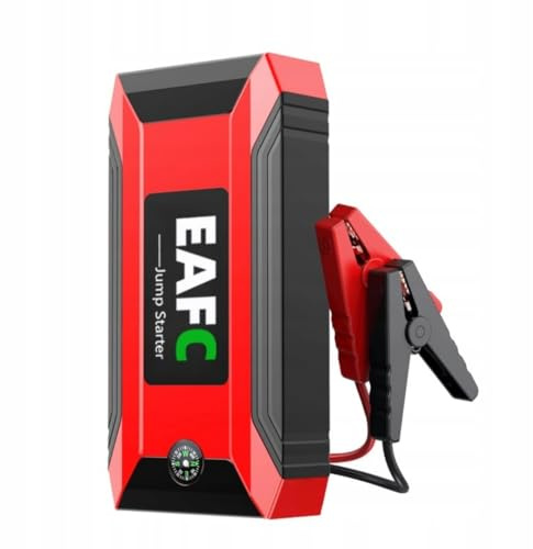 Arrancador de batería para Coche EAFCAuto de 12V 600A/1200A, Cargador de Emergencia, luz LED SOS para Uso en emergencias, Dispositivo de Arranque, para Gasolina de 4,0 L/diésel de 2,0 L (Rojo)