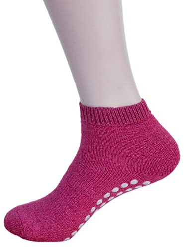 Hirsch Natur, Elia Wellness/Yoga Stopper Socks 70% Wool 30% Silk, raspberry, 38W x 39L