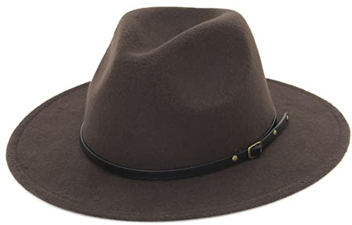 EOZY Men's Classic Wide Brim Fedora Hat Felt Panama Fedora Hats Gentleman Jazz Hat for Beach Party Outdoor