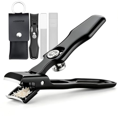 VOGARB Wide Jaw Opening Nail Clippers for Men Thick and Wide Nails, Toenail Clippers for Seniors, Women, Sharp Curved Blade Stainless Steel Fingernail Cutter with Catcher and Safety Lock