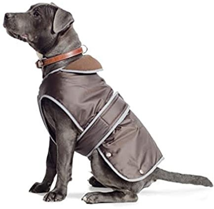 Ancol Muddy Paws All Weather Stormguard Dog Puppy Coat Chocolate - Waterproof Pet Jacket - Fleece Lining and Chest Protector - Elasticated Neck - 35 cm Length up to 56 cm Girth - Small/Medium