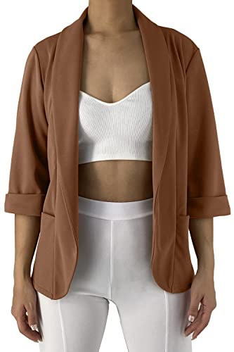 Jophy & Co. - Chaqueta tipo blazer para mujer, con bolsillos (cód. 5572), Moro, S