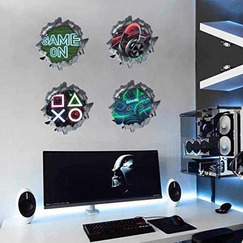 ANHUIB 3D Wandtattoo Gamer, Wandaufkleber für Kinderzimmer Jungen, Teenager, Bunte Poster für Schlafzimmer, Videospiel Wandsticker für Jugendzimmer Deko