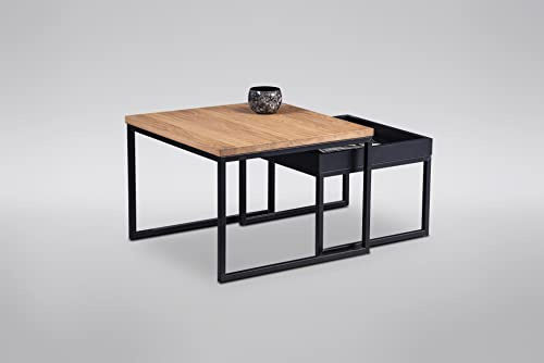 M2 Kollektion Couchtisch Dublin 2 in Wildeiche massiv, B/H/T = 60x43x60cm