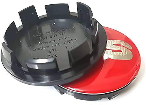 KAnduo 4 Piezas Coche Rueda Tapas Centrales Compatible con para BBS 56MM 60MM 65MM 68MM,56mm- Red-Silver